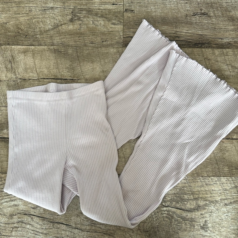 Aerie ribbed flare leggings small light purple pink